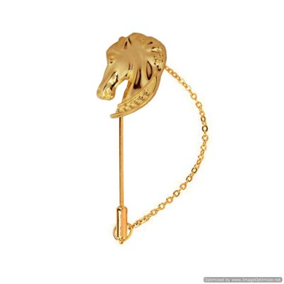 Gold Plated Horse Head Chain Western Lapel Stick/Lapel pin/Brooch/Coller Pin/Shirt Stud For Men